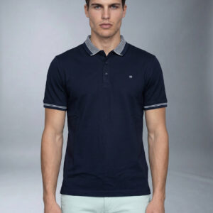 Polo Décontracté À Col Boutonné En Coton - Bleu Marine