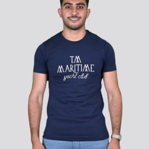 T-shirt Ajusté Imprimé En Coton - Bleu Marine