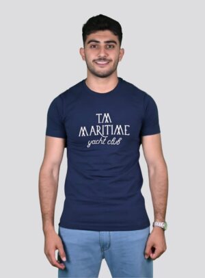 T-shirt Ajusté Imprimé En Coton - Bleu Marine