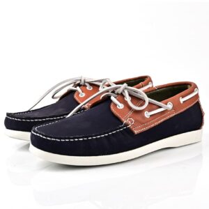 Mocassin Bateau Avec Lacet - Bleu / Tabac