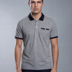Polo Décontracté À Poche Boutonnée - Bleu Marine