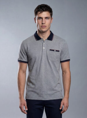 Polo Décontracté À Poche Boutonnée - Bleu Marine