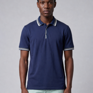 Polo Ajusté À Col Boutonné En Coton - Bleu