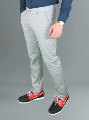 Pantalon Ajusté Toile En Coton - Gris