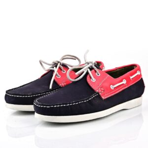 Mocassin Bateau Avec Lacet - Bleu / Rouge