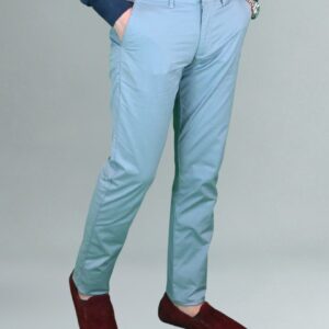 Pantalon Ajusté Toile En Coton - Bleu