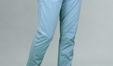 Pantalon Ajusté Toile En Coton – Bleu