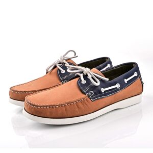 Mocassin Bateau Avec Lacet - Tabac / Bleu