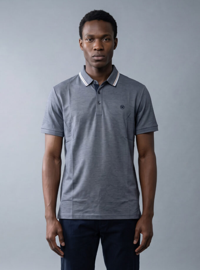 Polo Décontracté À Col Boutonné En Coton - Bleu Marine