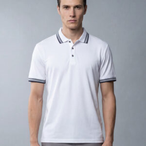 Polo Ajusté À Col Boutonné En Coton - Blanc