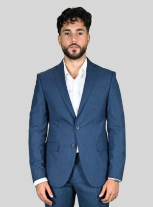 Costume 2 Pièces Ajusté Pied De Poule – Bleu marine