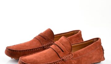 Mocassin À Picot En Daim – Marron Clair
