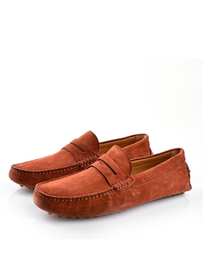mocassin à picot en daim – marron clair