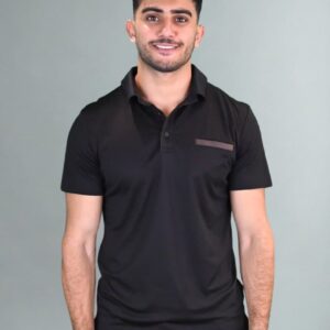 Polo Ajusté À Poche Passepoilée - Noir