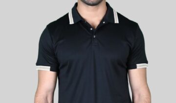 Polo Ajusté À Col Boutonné En Coton – Noir