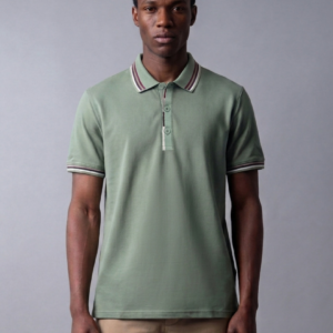 Polo Ajusté À Col Boutonné En Coton - Vert Clair