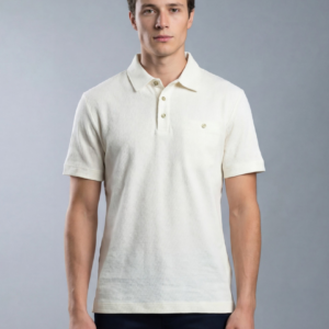 Polo Ajusté À Poche Boutonnée En Maille - Blanc