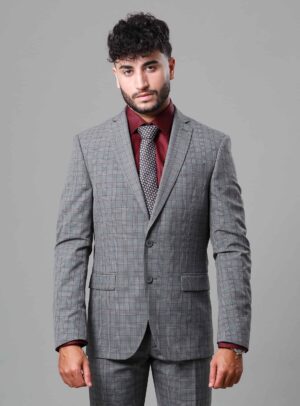 Costume 2 Pièces Slim Carreaux – Gris