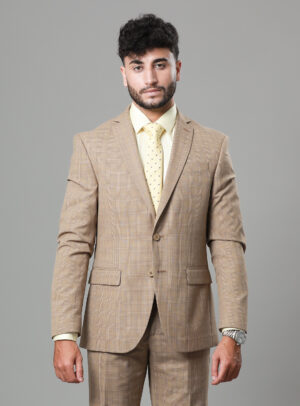Costume 2 Pièces Slim Carreaux – Beige