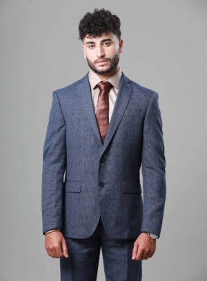Costume 2 Pièces Slim Carreaux – Bleu marine