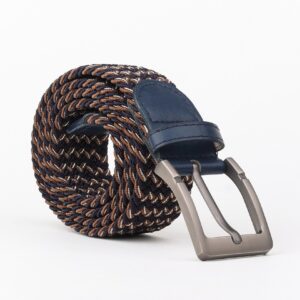 Ceinture Tressée - Bleu Marine / Marron