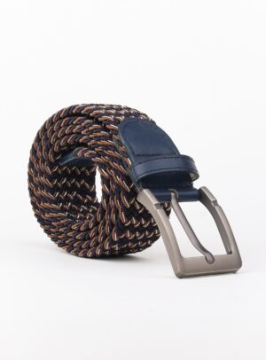 Ceinture Tressée - Bleu Marine / Marron