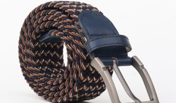 Ceinture Tressée – Bleu Marine / Marron