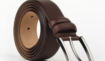 Ceinture Texturée en Cuir – Marron