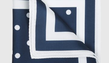 Pochette De Costume À Pois – Bleu Marine