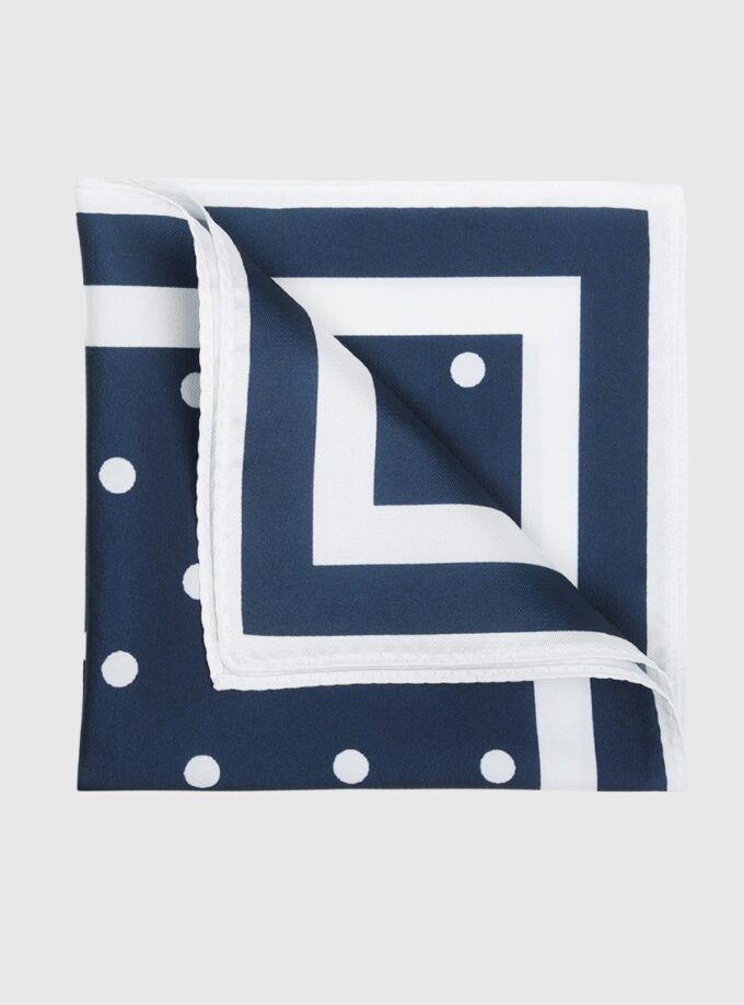 Pochette De Costume À Pois - Bleu Marine
