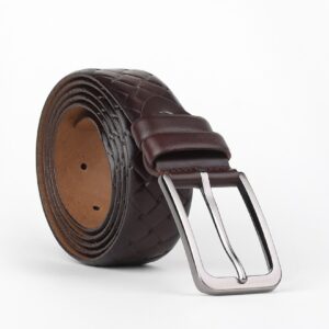 Ceinture Tressée En Cuir - Marron