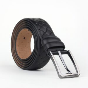 Ceinture Tressée En Cuir - Noir