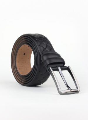 Ceinture Tressée En Cuir - Noir