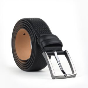Ceinture Texturée en Cuir - Noir