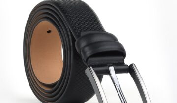 Ceinture Texturée en Cuir – Noir