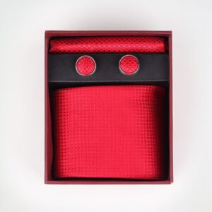 Coffret Elégant boutons de manchettes / Cravate - Rouge