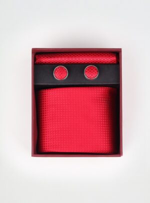 Coffret Elégant boutons de manchettes / Cravate - Rouge
