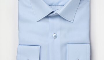 Chemise Ajustée En Satin – Bleu Ciel Foncé