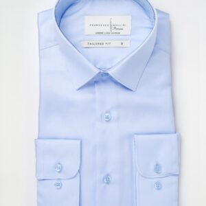 Chemise Ajustée En Satin – Bleu Ciel