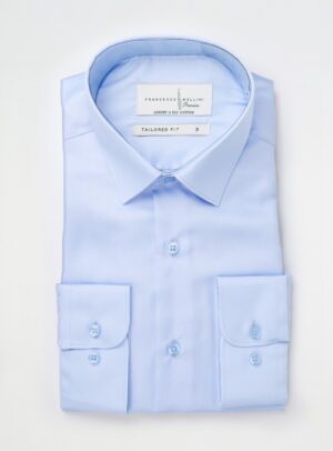 Chemise Ajustée En Satin – Bleu Ciel