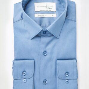 Chemise Ajustée En Satin – Bleu Foncé