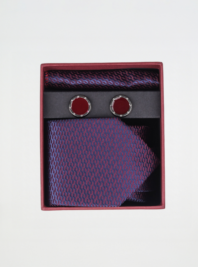 Coffret Elégant boutons de manchettes / Cravate - Violet