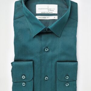 Chemise Ajustée En Satin – Vert Bleu