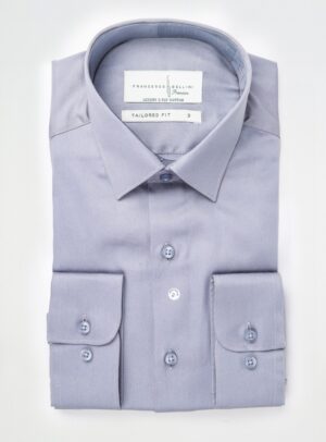Chemise Ajustée En Satin – Gris
