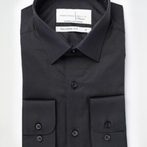 Chemise Ajustée En Satin – Noir