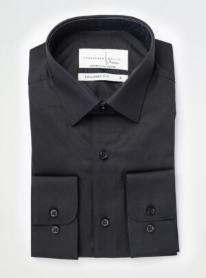 Chemise Ajustée En Satin – Noir