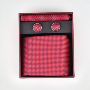 Coffret Elégant boutons de manchettes / Cravate - Bleu / Bordeaux