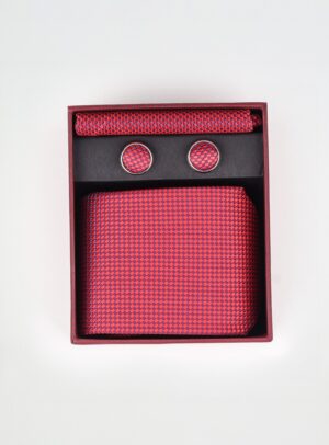 Coffret Elégant boutons de manchettes / Cravate - Bleu / Bordeaux