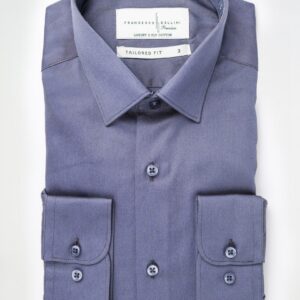 Chemise Ajustée En Satin – Gris Foncé