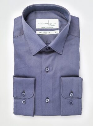 Chemise Ajustée En Satin – Gris Foncé